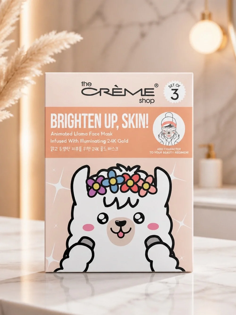 NIB The Creme’ Shop 3 Pack Brighten Up, Skin! Llama Face Masks